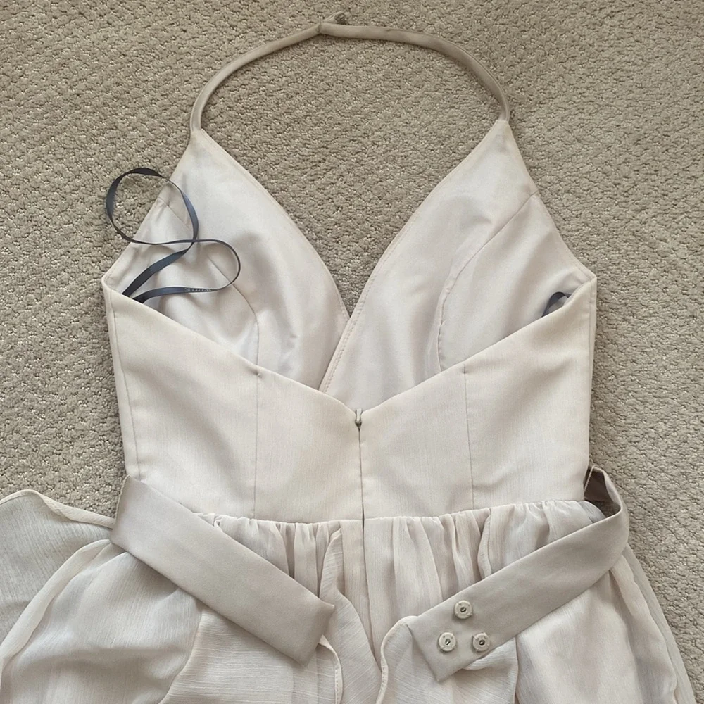 Vera Wang Bridesmaid Chiffon Ruffled Dress in Champagne Color - Picture 11 of 14